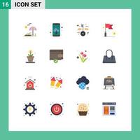 Universal Icon Symbols Group of 16 Modern Flat Colors of money growth blueprint process target Editable Pack of Creative Vector Design Elements