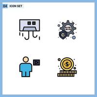 Editable Vector Line Pack of 4 Simple Filledline Flat Colors of air playback devices avatar online Editable Vector Design Elements