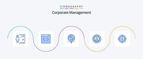 Corporate Management Blue 5 Icon Pack Including research. development. website. abilities. professional vector