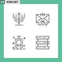 4 Universal Filledline Flat Colors Set for Web and Mobile Applications digital art urinal education email room Editable Vector Design Elements