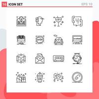 Universal Icon Symbols Group of 16 Modern Outlines of phone contact mobility communication party Editable Vector Design Elements