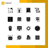 Solid Glyph Pack of 16 Universal Symbols of application grid weight rail bathroom Editable Vector Design Elements