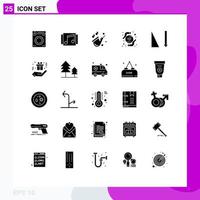 Mobile Interface Solid Glyph Set of 25 Pictograms of sorting ascending instrument wireless technology Editable Vector Design Elements
