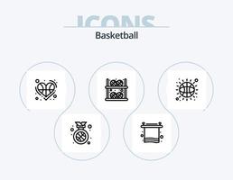 paquete de iconos de línea de baloncesto 5 diseño de iconos. ganador. mejor. red. ejercicio. juego vector