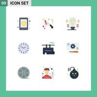 paquete de iconos vectoriales de 9 líneas y símbolos para limpieza de tranvías cerebro reloj imaginación elementos de diseño vectorial editables vector