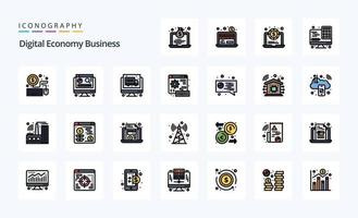 25 Digital Economy Business Line Filled Style icon pack vector