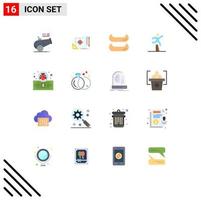 Group of 16 Flat Colors Signs and Symbols for payment steeplechase target running jumping Editable Pack of Creative Vector Design Elements