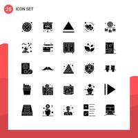 Pack of 25 Modern Solid Glyphs Signs and Symbols for Web Print Media such as labour spade date folder connection Editable Vector Design Elements