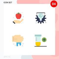 paquete de iconos de vector de stock de 4 signos y símbolos de línea para lavado de manzana creativo saludable agregar elementos de diseño de vector editables