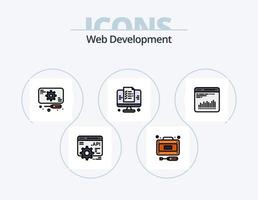 Web Development Line Filled Icon Pack 5 Icon Design. gear. web. analytics. promotion. badge vector