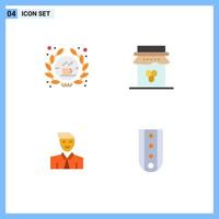 4 Thematic Vector Flat Icons and Editable Symbols of barista man sign jam student Editable Vector Design Elements