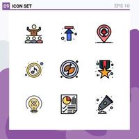 Set of 9 Modern UI Icons Symbols Signs for camping quaver upload play leaf Editable Vector Design Elements