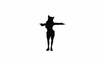 sexy danza silhouette di persona su bianca sfondo. 3d video