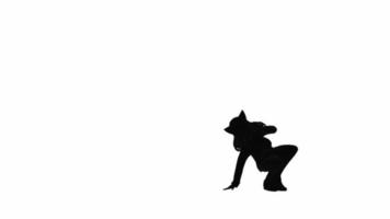 Sexy dance silhouette of person on white background. 3D video