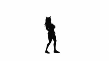 Sexy dance silhouette of person on white background. 3D video