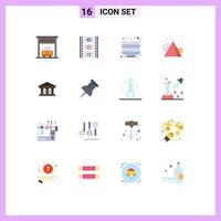 16 Thematic Vector Flat Colors and Editable Symbols of building finance plates courthouse cubes Editable Pack of Creative Vector Design Elements