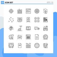 Universal Icon Symbols Group of 25 Modern Lines of photo logo app film development Editable Vector Design Elements