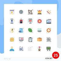 Mobile Interface Flat Color Set of 25 Pictograms of candy house coding home programing Editable Vector Design Elements