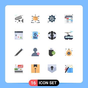 Flat Color Pack of 16 Universal Symbols of webpage interface box workflow iteration Editable Pack of Creative Vector Design Elements