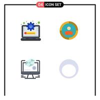 Pictogram Set of 4 Simple Flat Icons of laptop modeling progress audience targeting accessories Editable Vector Design Elements