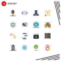 16 Universal Flat Color Signs Symbols of group investment vision commission technic Editable Pack of Creative Vector Design Elements