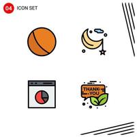 Set of 4 Modern UI Icons Symbols Signs for baby diagram moon night rate Editable Vector Design Elements