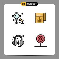 Modern Set of 4 Filledline Flat Colors and symbols such as illumination headphone studio lightning financial sound Editable Vector Design Elements