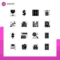 Mobile Interface Solid Glyph Set of 16 Pictograms of advancement match box create fire layout Editable Vector Design Elements