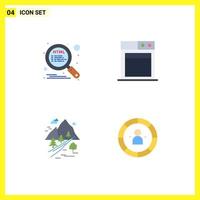 Set of 4 Modern UI Icons Symbols Signs for html hill seo nature Editable Vector Design Elements