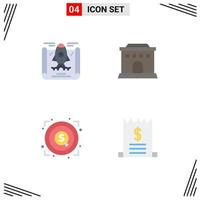 4 Creative Icons Modern Signs and Symbols of achievement target building marketing commerce Editable Vector Design Elements