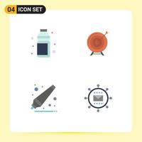 Flat Icon Pack of 4 Universal Symbols of alcohol business shotglass target mission Editable Vector Design Elements