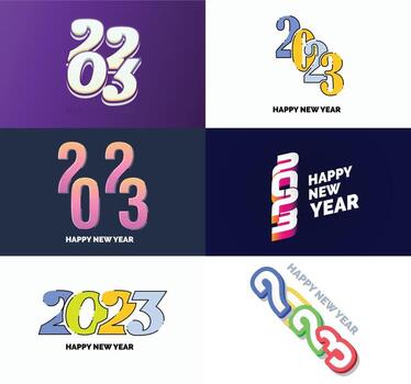 Big Set of 2023 Happy New Year logo text design 2023 number design template vector