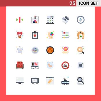 Mobile Interface Flat Color Set of 25 Pictograms of circle telecommunication business satellite broadcasting Editable Vector Design Elements