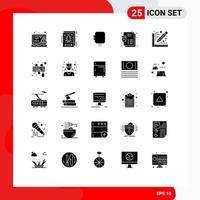 Set of 25 Commercial Solid Glyphs pack for architect medicine xmas list transformer Editable Vector Design Elements