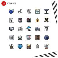 25 User Interface Filled line Flat Color Pack of modern Signs and Symbols of decor code king internet search engine Editable Vector Design Elements