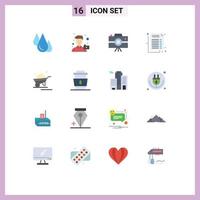 Pictogram Set of 16 Simple Flat Colors of barrow report photo medical journalist camera Editable Pack of Creative Vector Design Elements