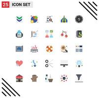 Pictogram Set of 25 Simple Flat Colors of technology tire cv car tent Editable Vector Design Elements