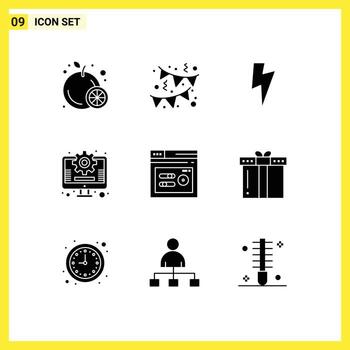 Set of 9 Modern UI Icons Symbols Signs for gift web ui seo keyword Editable Vector Design Elements