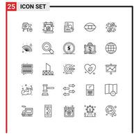 Universal Icon Symbols Group of 25 Modern Lines of human eye hr search resources Editable Vector Design Elements