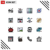 Flat Color Filled Line Pack of 16 Universal Symbols of seo virus grid repair bug Editable Creative Vector Design Elements