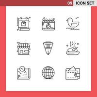 9 Universal Outline Signs Symbols of filtering data duck store market store Editable Vector Design Elements