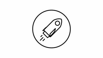 Rocket Animated in circle line Icon. 4k Animation Icon.Startup Motion Graphic symbol with Alpha Channel. video