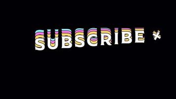 Typography animation Subscribe words. Colorful Subscribe letters art moving with alpha channel video