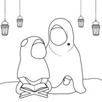 Coloring book for children with the theme of mother and daughter vector