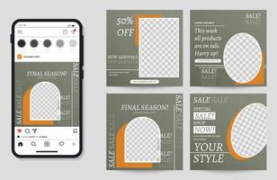 Urban fashion sale square banner template for Instagram, social media posts, banners, web, and internet ads. Editable abstract square art templates vector