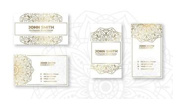 white color luxury background with golden Islamic arabesque mandala ornament, Mandala business card vector