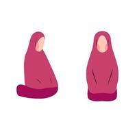 conjunto de personajes de mujer hijab haciendo movimiento de oración vector