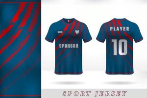 Red blue sports jersey template design vector