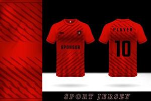 Sport jersey template design in red and dark color stripes vector