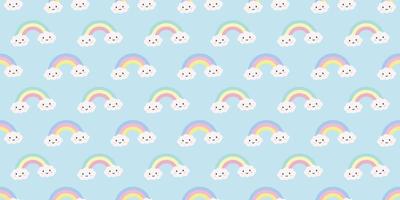Cute rainbows seamless repeat pattern background design. vector